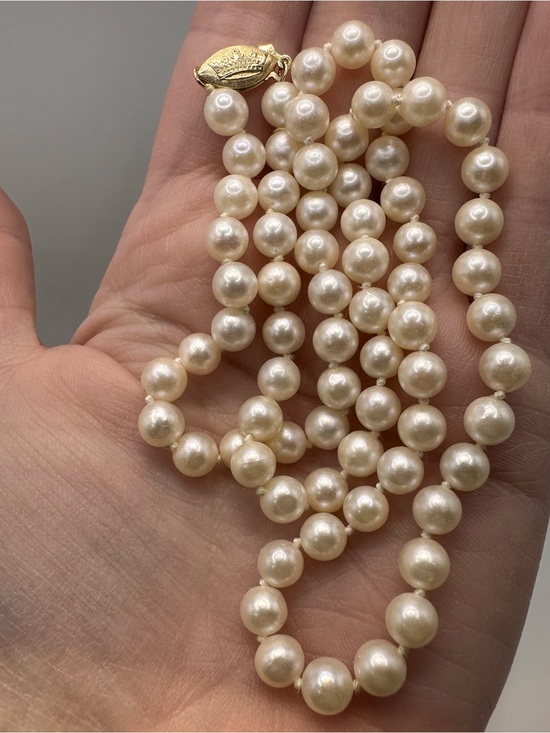 imperial Jewelry - 14k Gold Imperial Pearl Syndicate Genuine Pearl Necklace 19” Crown Clasp Akoya?